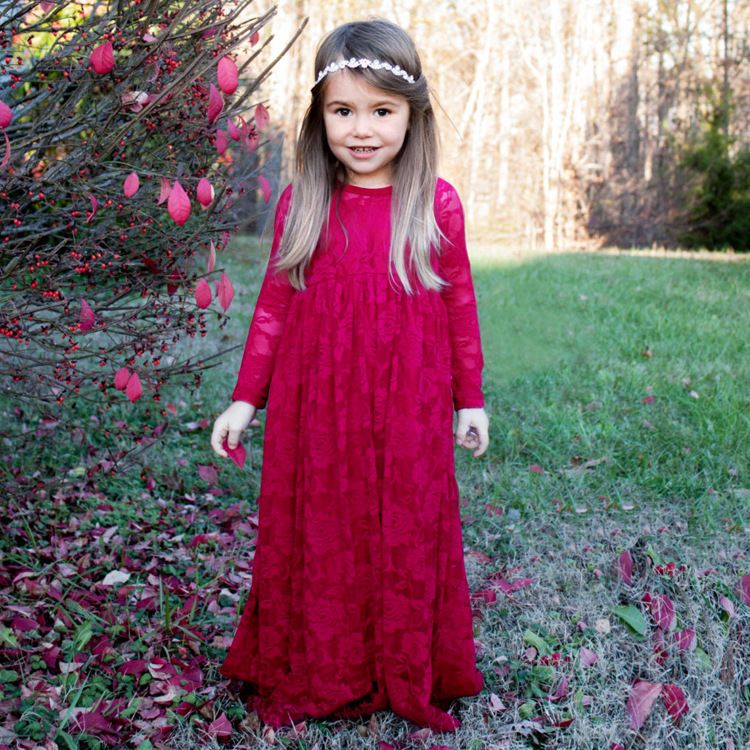 girls red lace dress