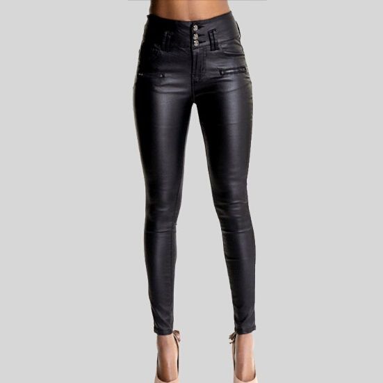 high waisted faux leather jeans