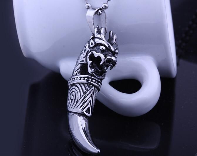 HAMANY Necklace,Mens Necklaces,European and American Stainless Steel Horns Cross Pendant Mens Retro Titanium Steel Necklace