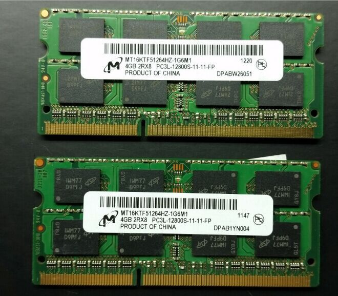Lot of 2 4GB DDR3-1600 PC3-12800S 2Rx8 DDR3 SDRAM Laptop Memory