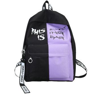 black and purple backpack