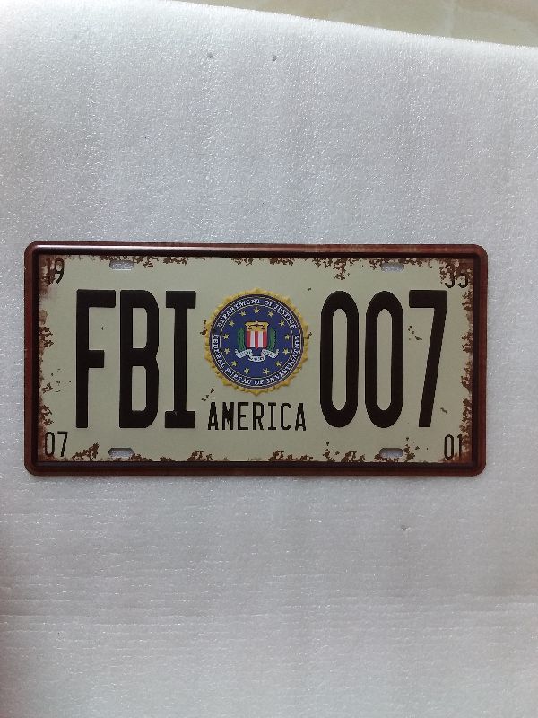 art prints FBI 007 USA AMERICA tin sign  car license plate