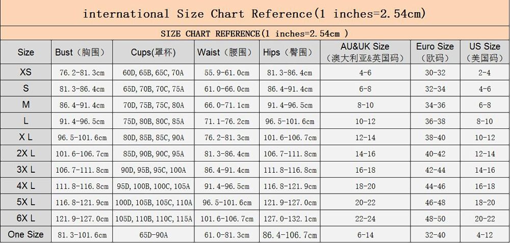 Size Chart For Women S Bathing Suits