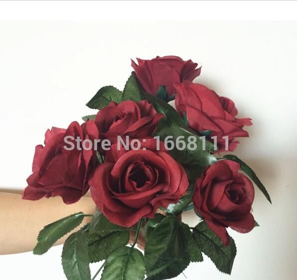 Compre 80 Unids Borgoña Rosa Flor Rojo 30 Cm Color De Vino Rosas 