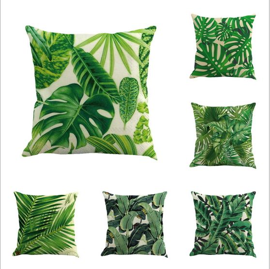 Tropical Green Leaf Home Decorative Throw Square Pillow Case Cover Cushion