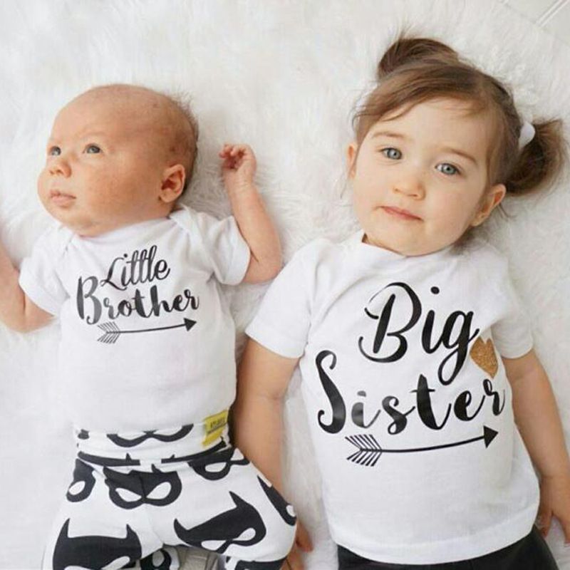Personalizado hermana hermana pequeña camiseta niños bebé crezca hermanas trajes 