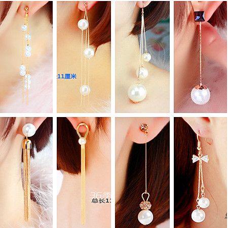 Pendientes Largos De Perlas De Corea Del Sur Pendientes De Pendientes Largos De Perlas De Corea Del Sur Pendientes De