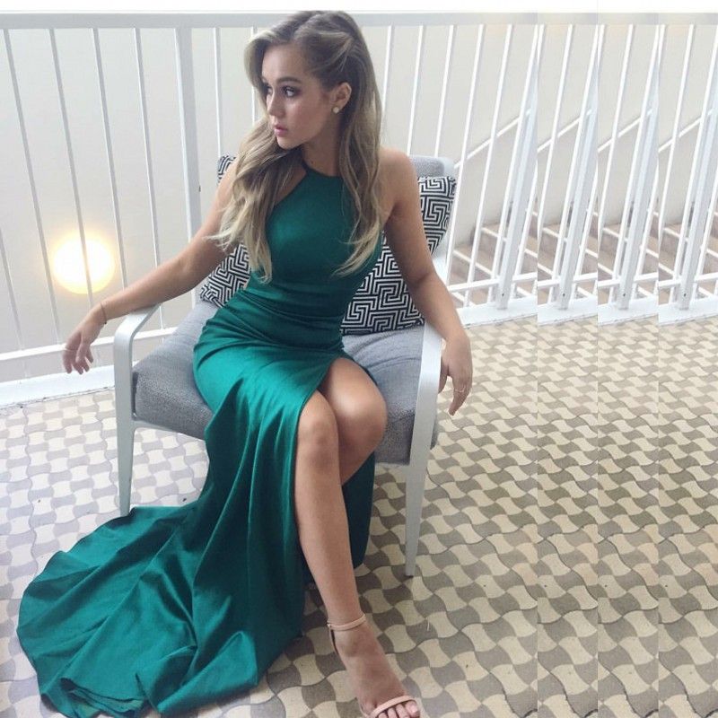 Vestido longo simples barato liso Clearance