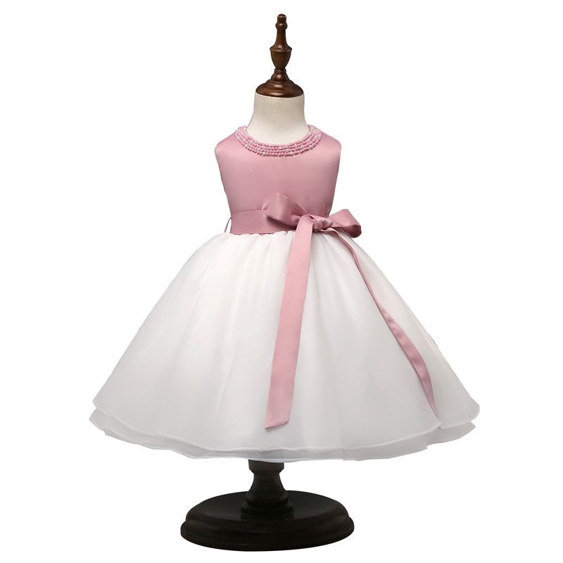 2021 Wholesale Baby Girl Dress 2017 Summer Fashion Pink White Patchwork