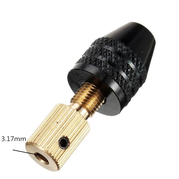 0.3-3.4mm Black Drill Bit Chuck Adapter Three-Jaw Drill Chuck Brass Base with Si 