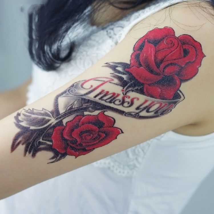 3D stereo waterproof Temporary Tattoos stickers alphabet rose flower pattern sexy Tattoo sticker chest waist arms 3D stereo waterproof Temporary Tattoos stickers alphabet rose flower pattern sexy Tattoo sticker chest waist arms