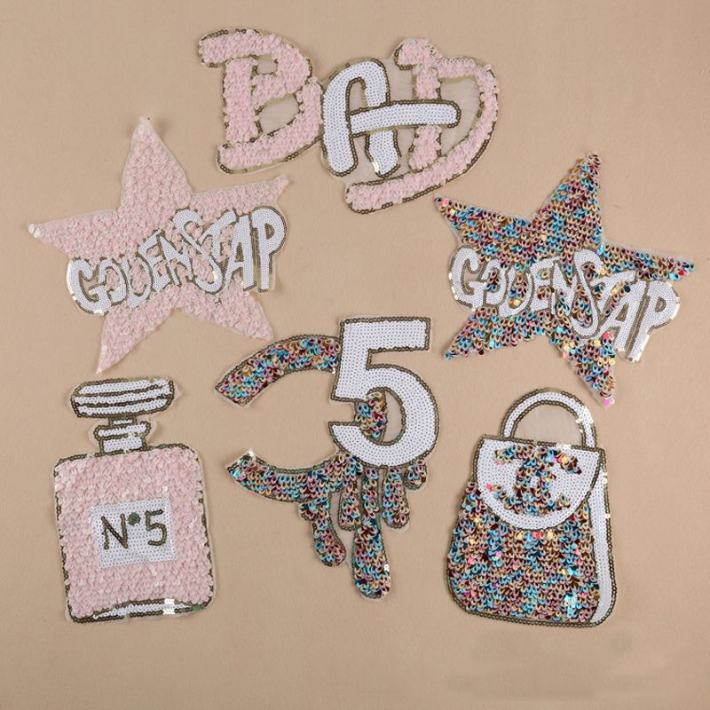 2020 Perfume Star Glitter Patch For Clothing Sequin Patches Jacket