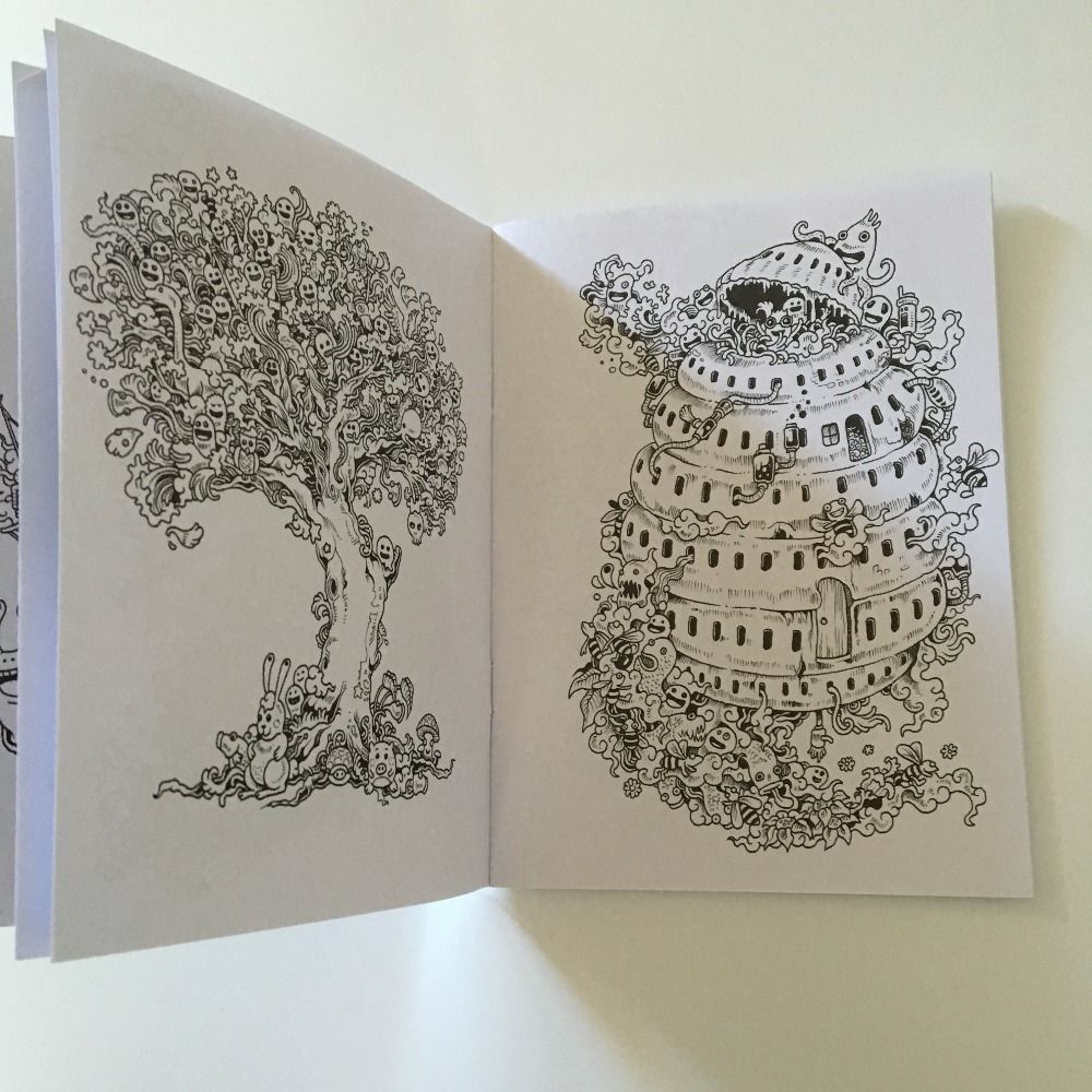 Piccole dimensioni Doodle Invasion libro da colorare per gli dimensioni Doodle Invasion libro da colorare per gli adulti i bambini a sviluppare l intelligenza alleviare lo stress Graffiti pittura libri di disegno