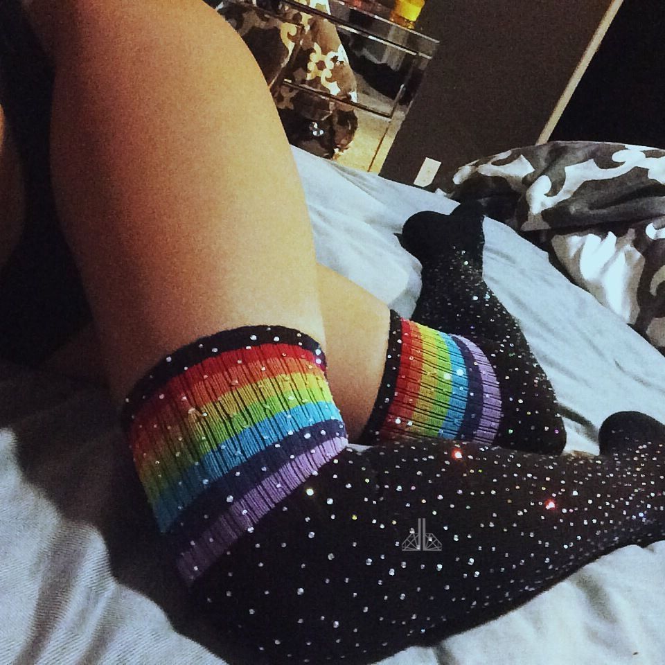 thigh high glitter socks