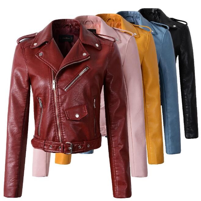 red faux leather jacket womens