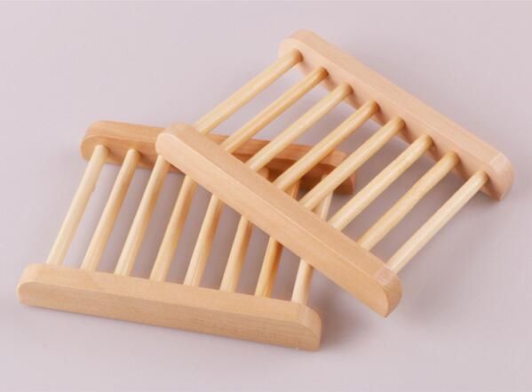 Bamboo Wood Soap Holder Dish Bathroom Shower Plate Stand Storage Box Rack