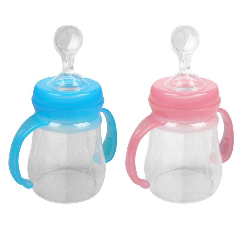 2020 New Infant Silica Gel Baby Feeding Bottle With Spoon Food