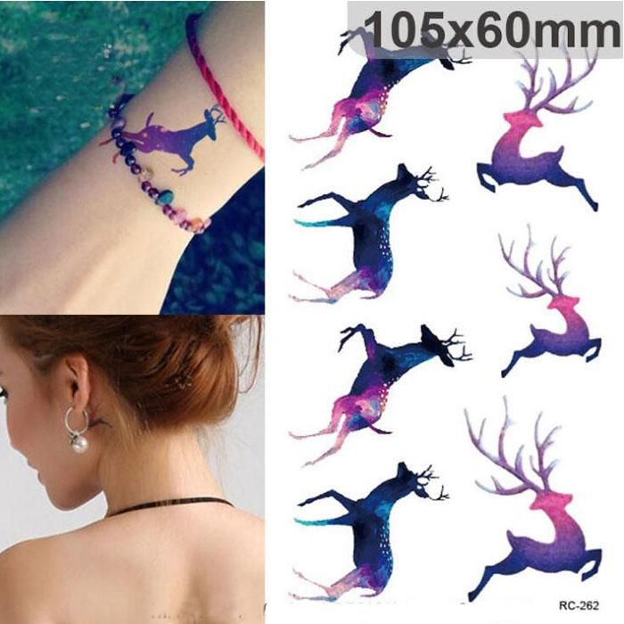Acheter Colore Cerf Motif Temporaire Tatouage Autocollants Body Art Flash Tatouage Papier De Noel Cadeau Pour Les Garcons Filles Bateau Libre De 0 18 Du Goodbeauty Dhgate Com