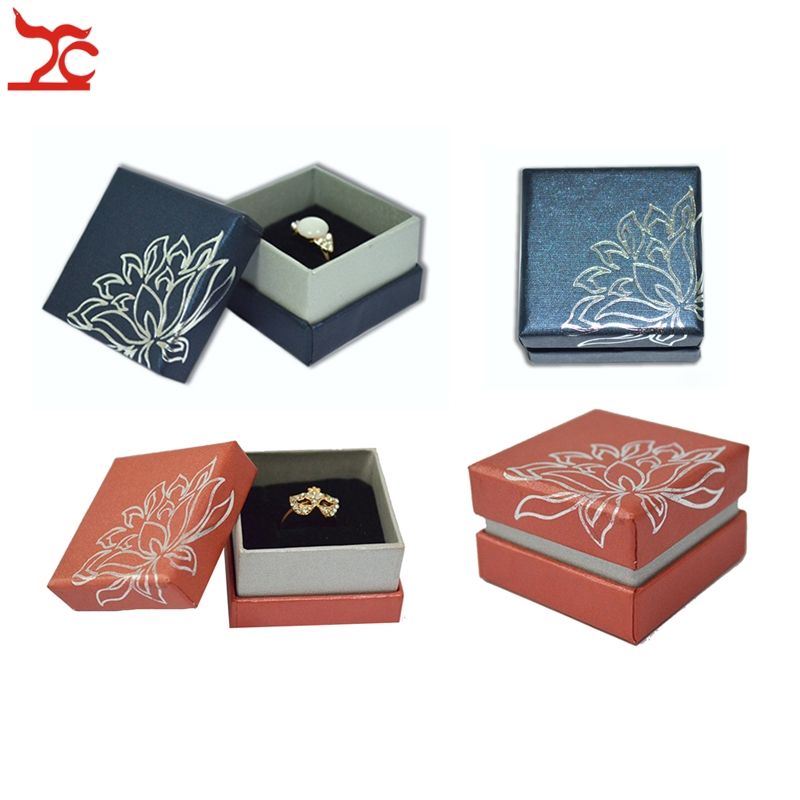 2020 Wholesale Jewelry Display Box Blue Flower Paper Ring Package Box 5