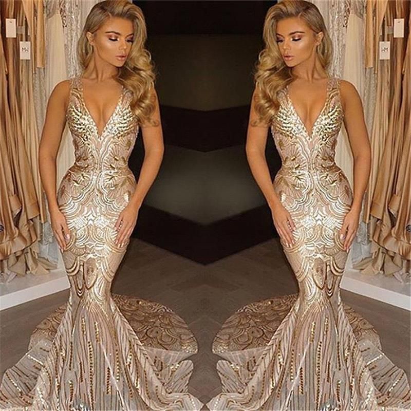 sexy gold prom dress