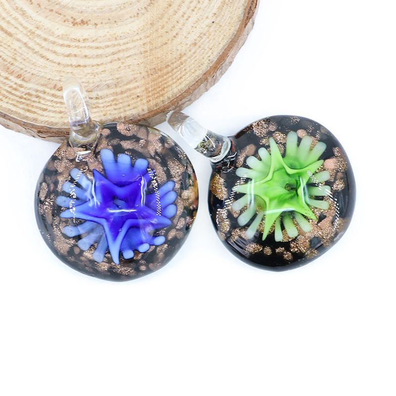 FREE Wholesale Jewelry 12pcs Leaf Flower Lampwork Glass Pendants DIY Necklace 