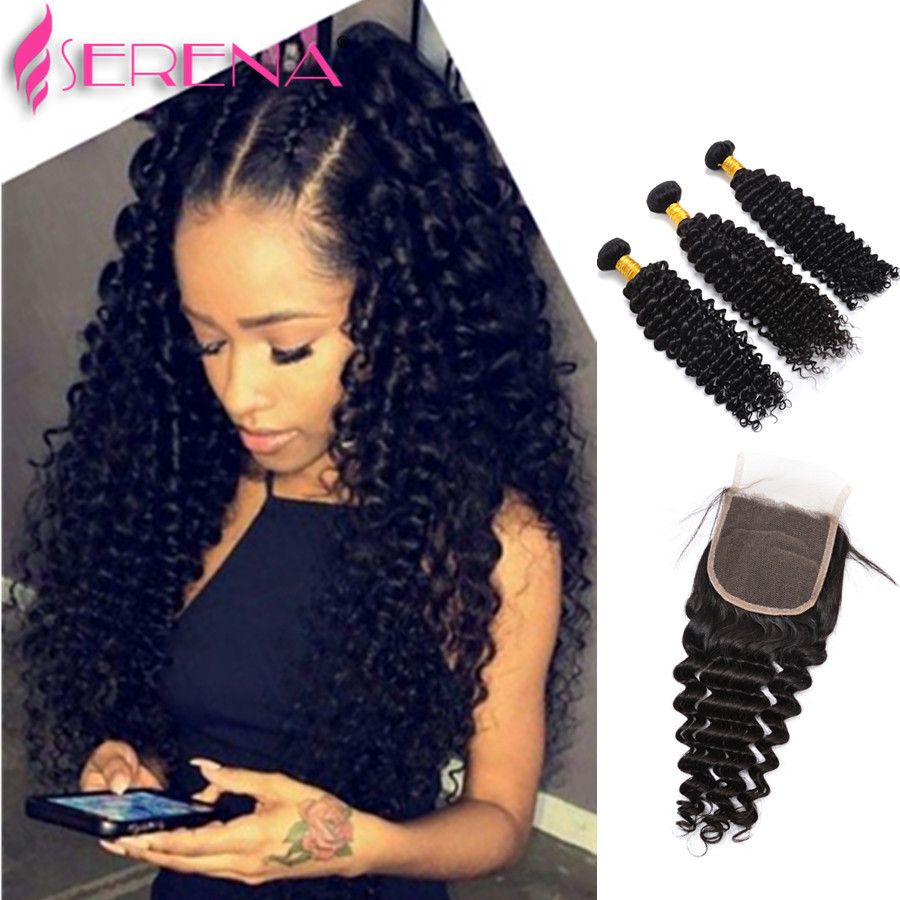 2020 Peruvian Human Hair Middle Part Lace Closure With Hair