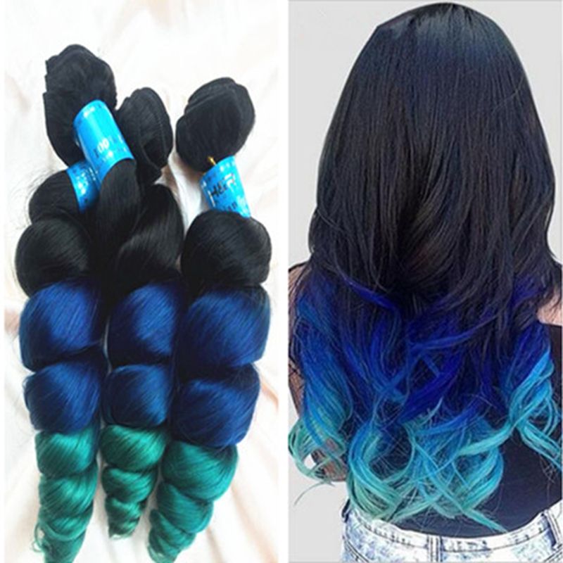 Malaysian 9a Ombre Hair Extensions 1b Blue Green Ombre Hair Weaves