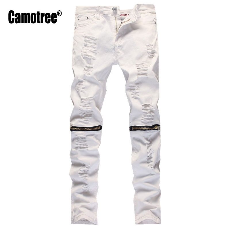 all white ripped jeans mens