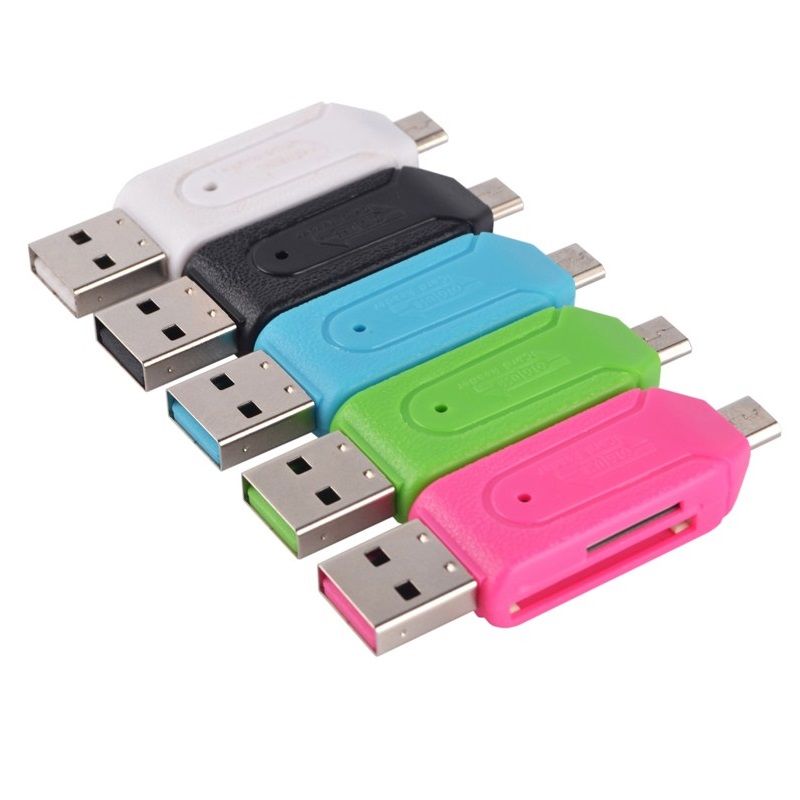 ADAPTADOR OTG USB Y MICRO USB CON LECTOR DE TARJETAS NEGRO