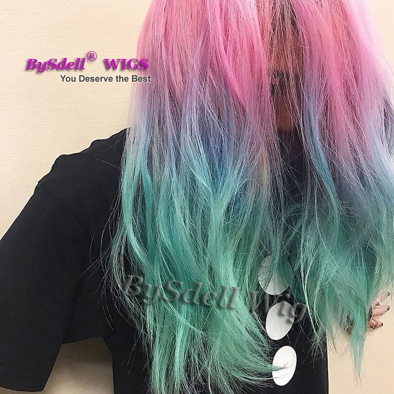 Three Tone Ombre Pink Blue Ombre Pastel Rainbow Colorful Hair
