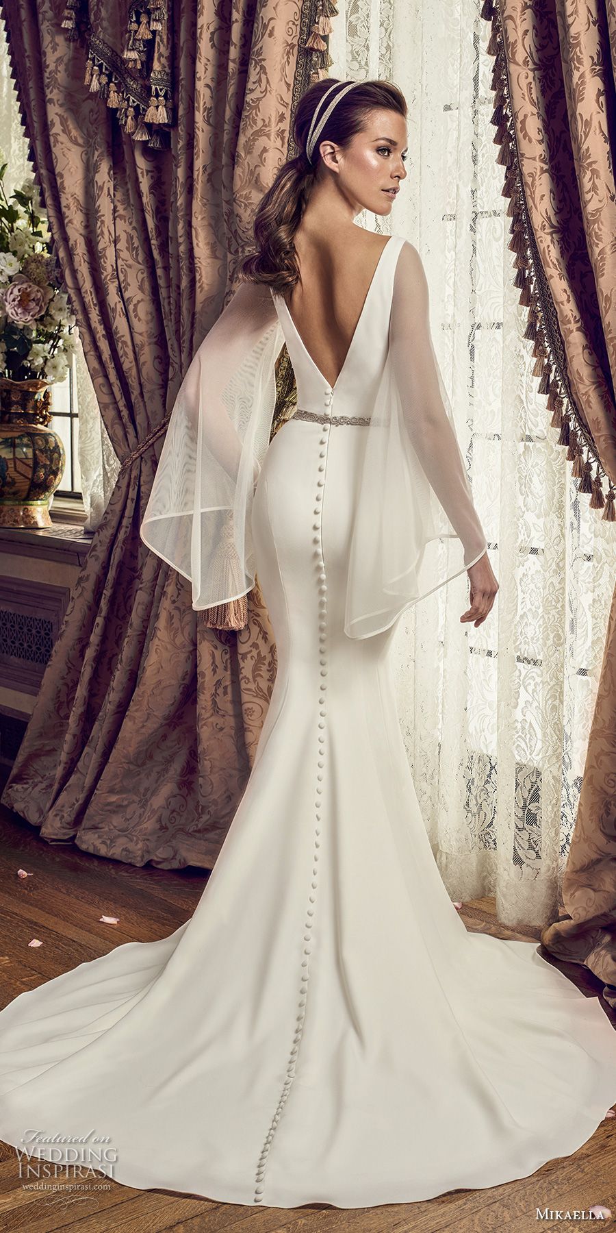 angel sleeve bridesmaid dress