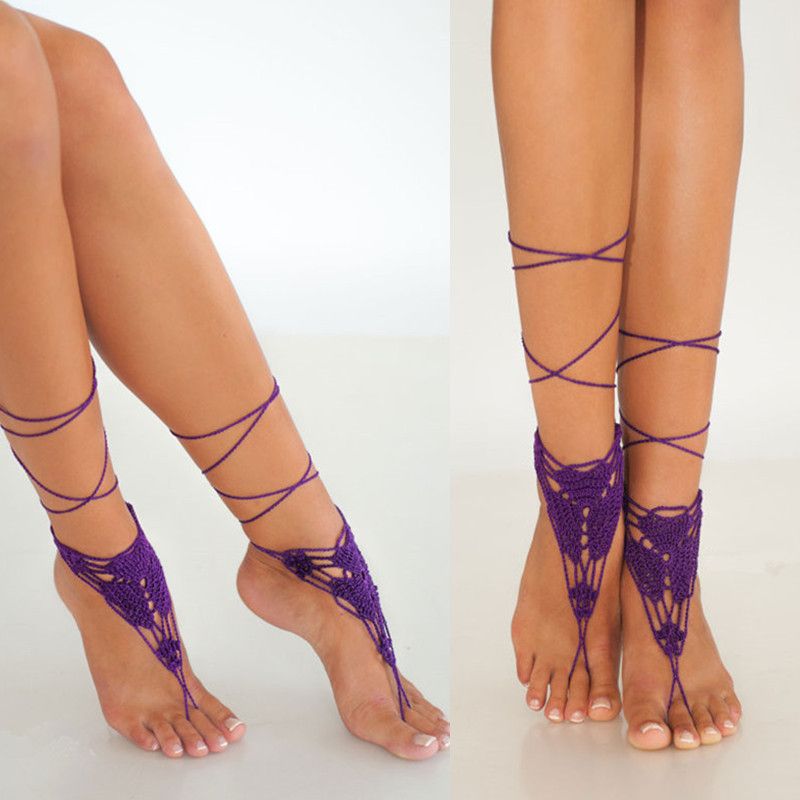 Wedding Lace Shoes,Crochet Purple 