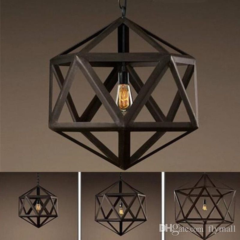 Rh Lighting Restoration Hardware Vintage Pendant Lamp Rh Loft Pendant Lights Diamond Steel Polyhedron Pendant Lamp Bar Living Room E27 Bulb Plug In Hanging Lamps Industrial Pendant Light From Flymall 112 65 Dhgate Com