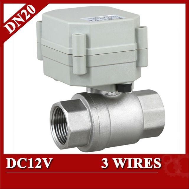 DC 12V Motorized Ball Valve 3//4/" Electrical Valve 3 Wire 145PSI DN20 0.5Amps