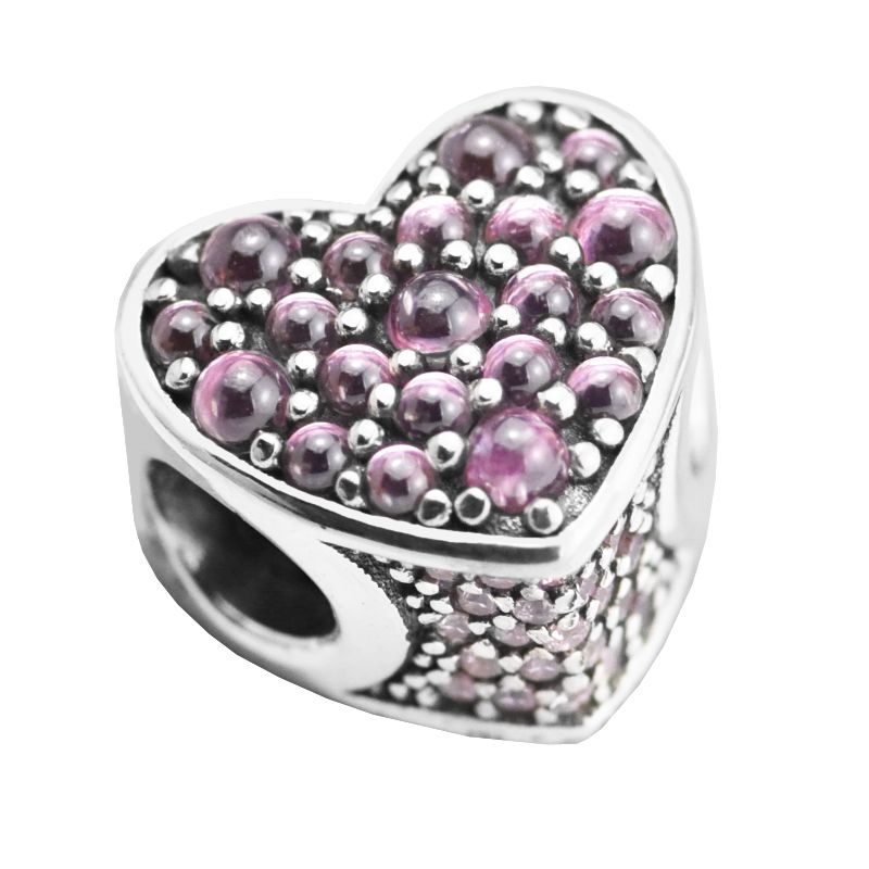 Solid 925 Sterling Silver Colored Pearl Charm Bead Purple