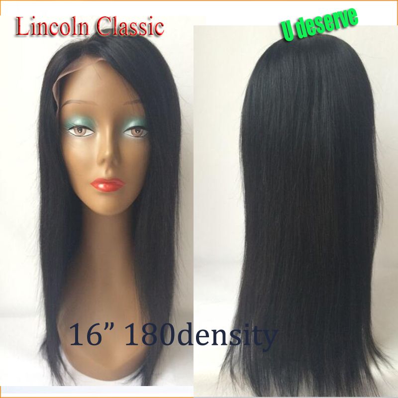 16inch 180density Silky Straight Wig Full Lace Wigs Human Hair
