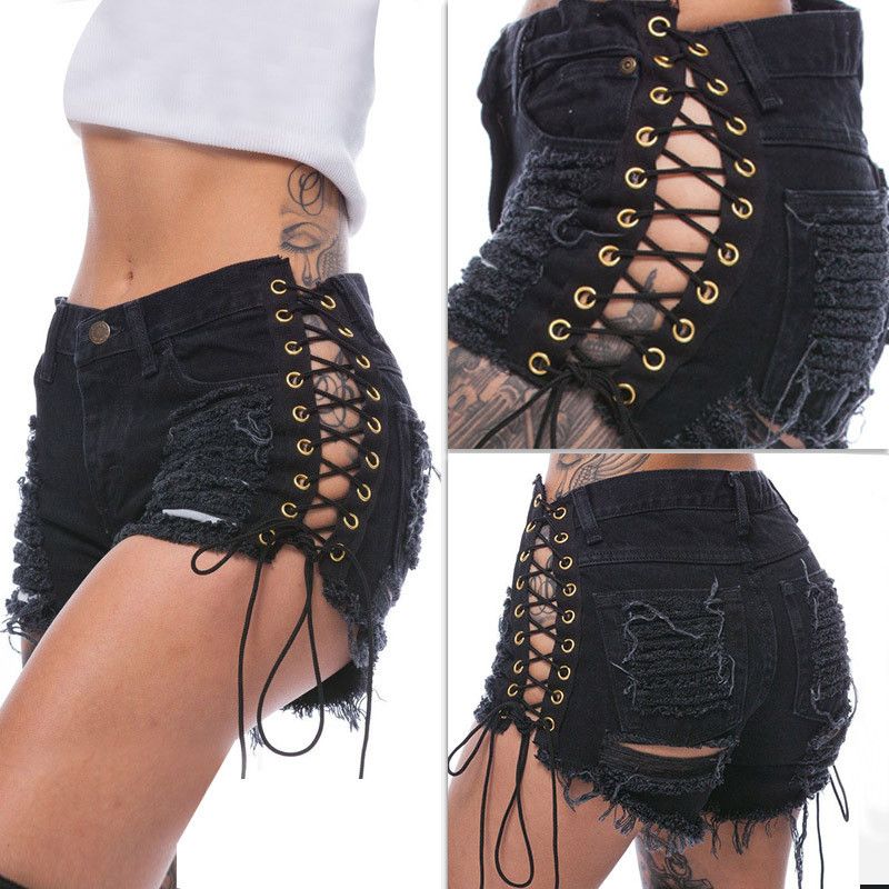 black ripped shorts