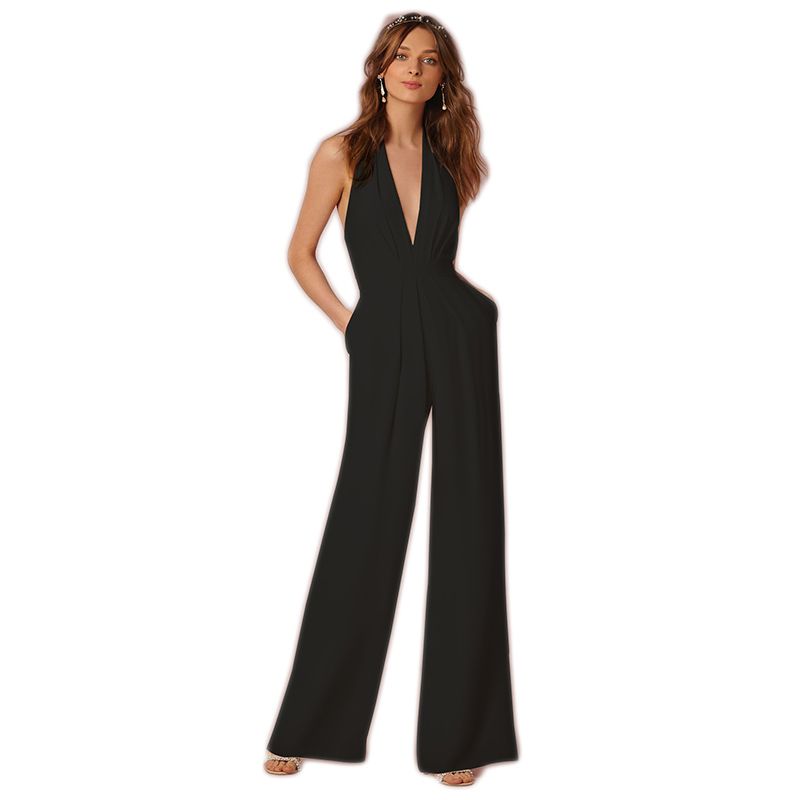 black jumpsuit v neck