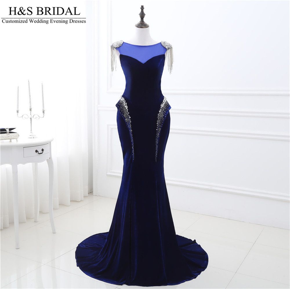 Grosshandel Dunkelblaue Meerjungfrau Abschlussballkleider Sheer Neck Sexy Beaded Bling Ballkleid Backless Lace Up Kleider Abendkleidung Perlen Kleider Partyabend Von Missudress 54 73 Auf De Dhgate Com Dhgate