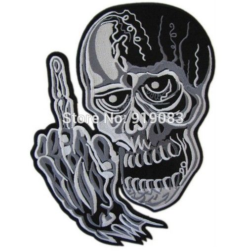Middle finger motorcycle biker embroidered vest patch iron on