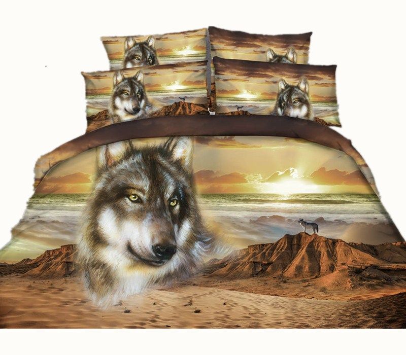 Setting Sun Desert Wolf 3d Printed Bedding Sets Twin Full Queen
