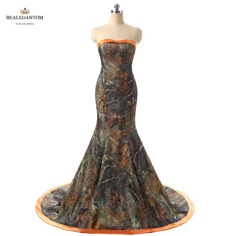 mermaid camo wedding dress