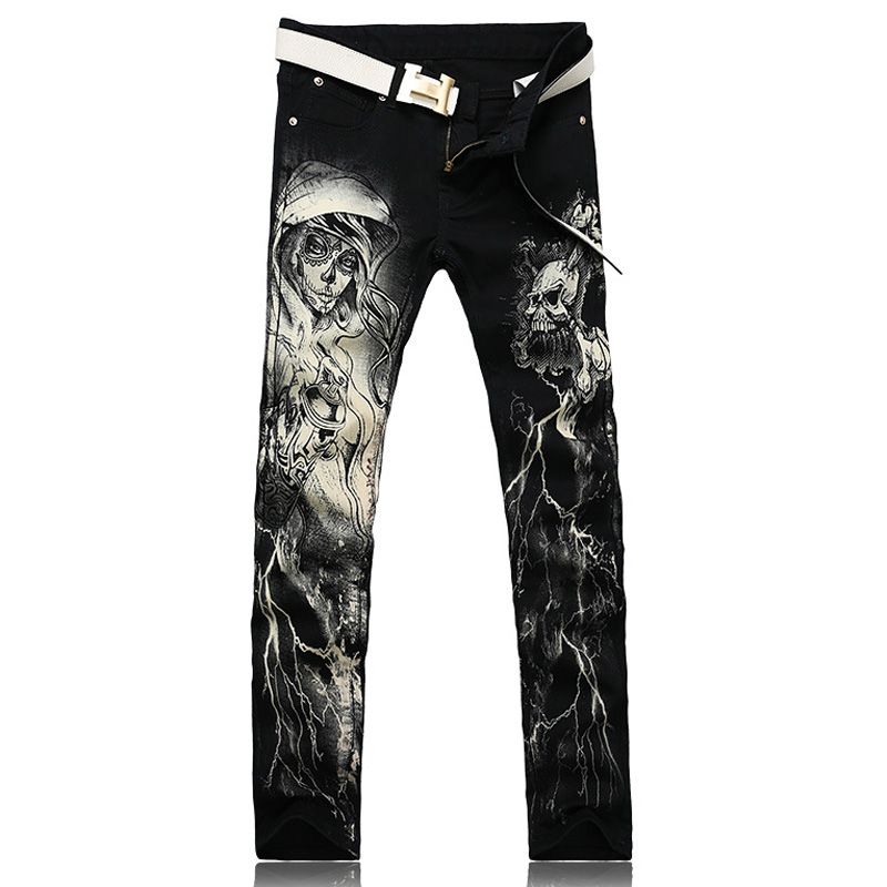 black skeleton jeans