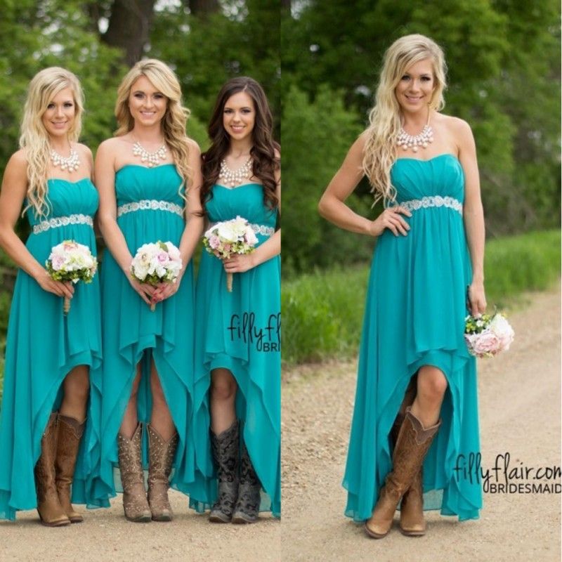 teal and gold bridesmaid dresses