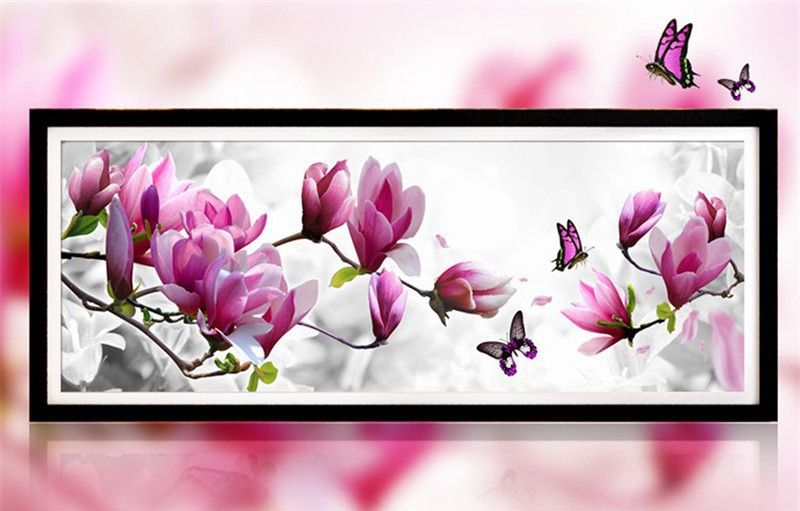 5D gran diamante bordado Pintura Magnolia flor cruzada de la puntada completa Bead Kit sin marco-150 x 50 cm 5D gran diamante bordado Pintura Magnolia flor cruzada de la puntada completa Bead Kit sin marco-150 x 50 cm