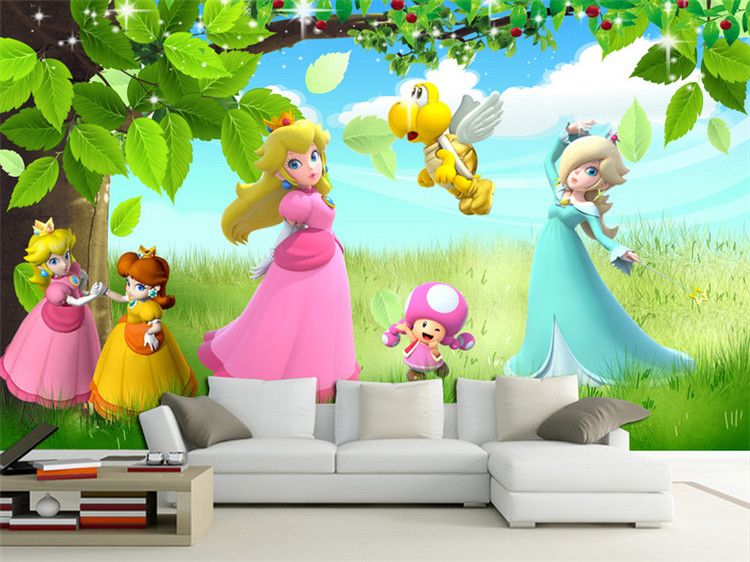 3d Mural Kids Room Sofa Bedroom Cartoon Anime Princess Tv
