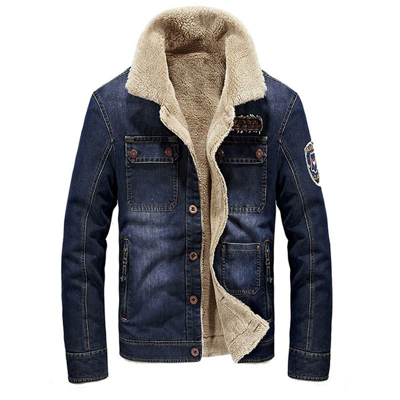 mens denim jacket with fluffy collar