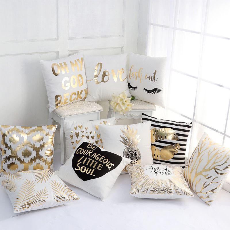 Pillow Case Love Heart Gilding Bedroom Office Car Pillowslip