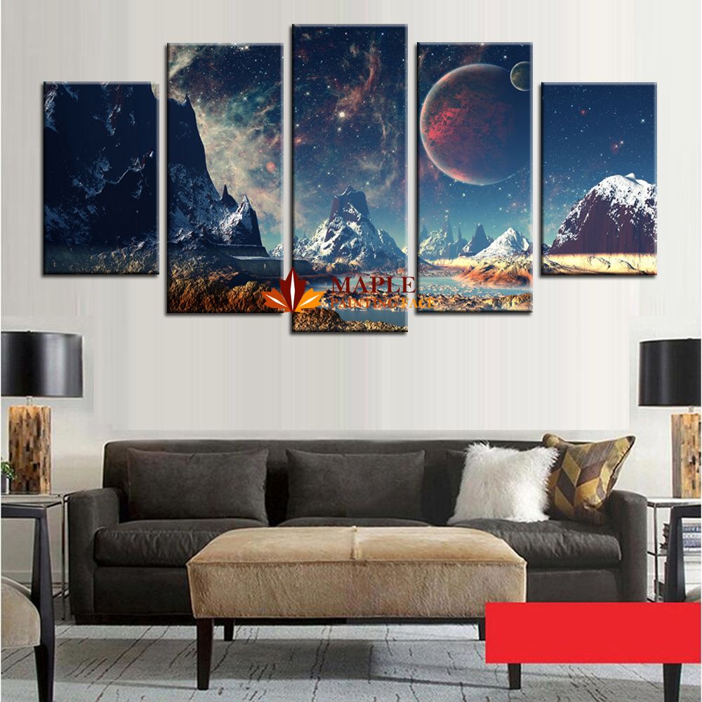 2020 Wholesale Canvas Set Mountains And Space Photos Printed On Canvas Wall Art Picture For Living Room Home Decoration From Maplepainting 20 86 Dhgate Com