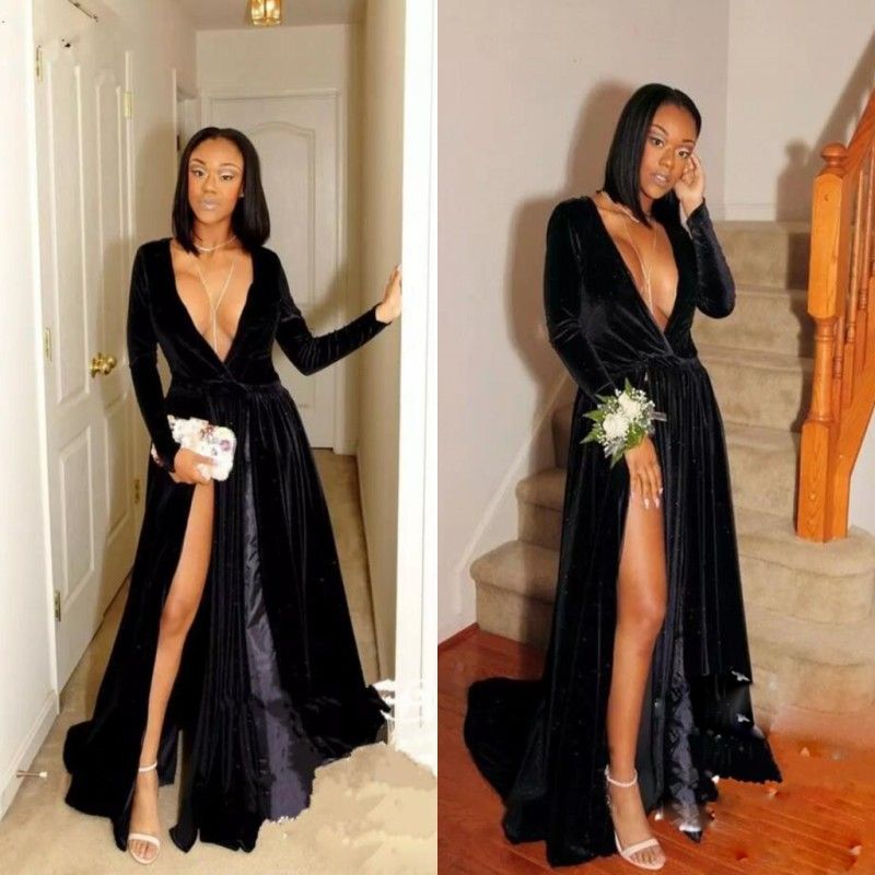 v neck evening dress with sleeves